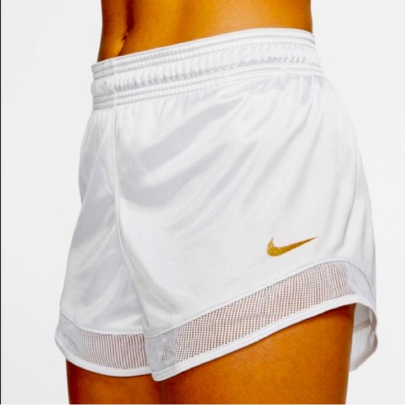 Nike Pants - NWT NIKE Glam Dunk White Gold Running Shorts Plus